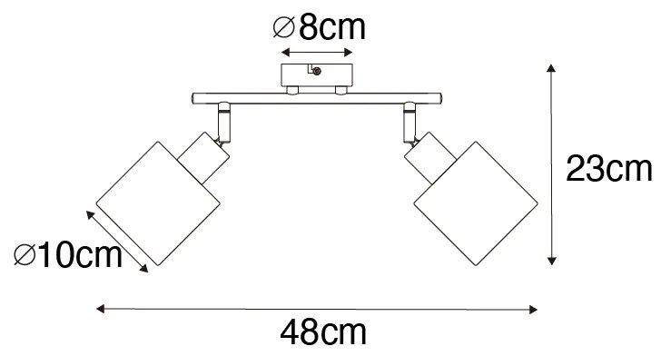 Stoffen PlafondSpot / Opbouwspot / Plafondspot zwart met zwarte kap 2-lichts verstelbaar - Hetta Modern E14 Binnenverlichting Lamp
