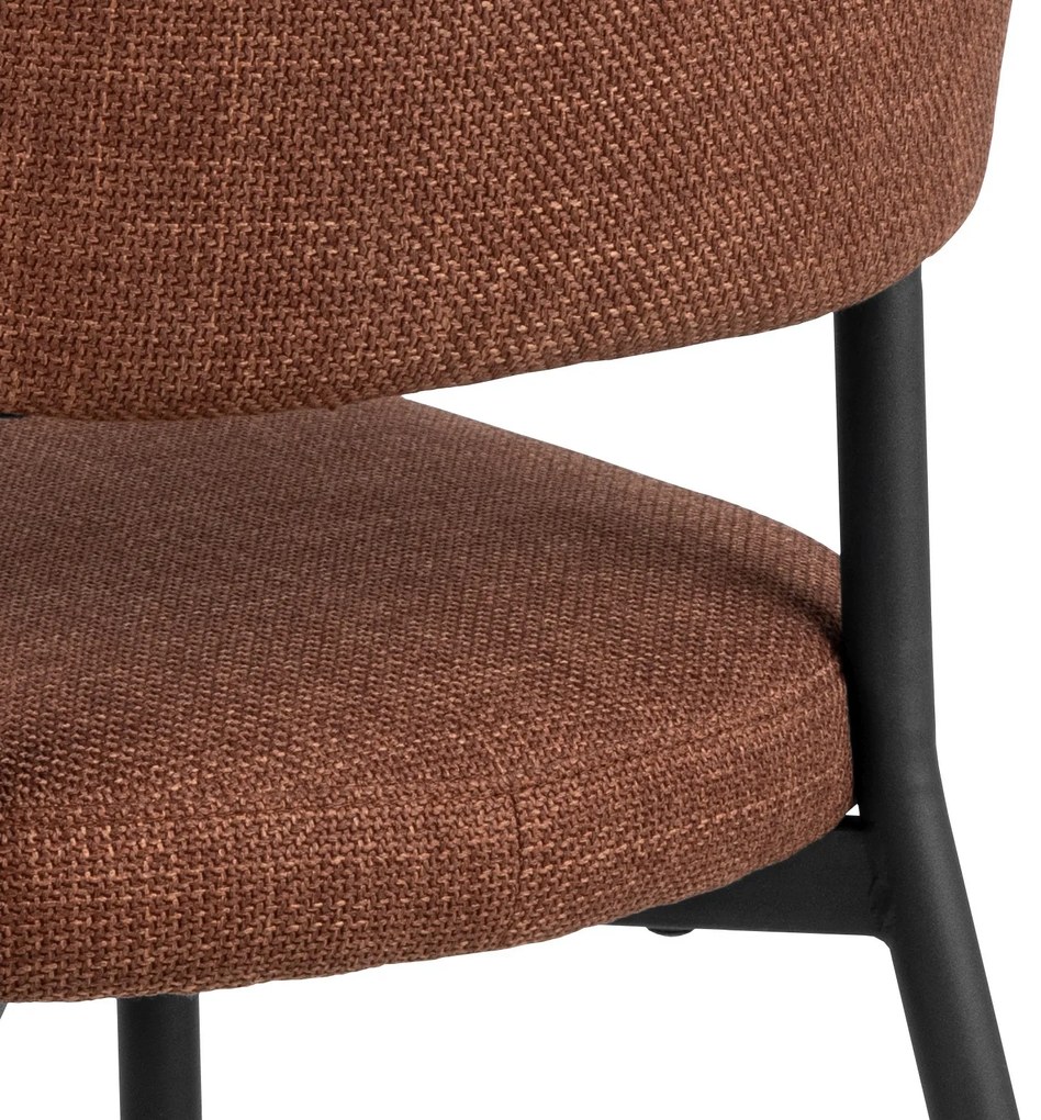 IRIS Terracotta (stof Basel 44) – GESTOFFEERDE STOEL MET GEVLOCHTEN RUGLEUNING VOOR WOONKAMER/EETKAMER LOFT