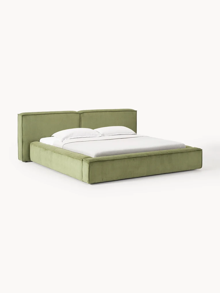 Gestoffeerd bed Lennon van corduroy met opbergfunctie