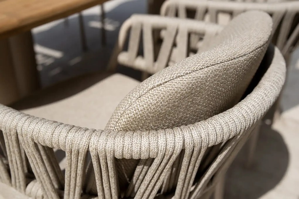 Taste by 4 Seasons Calma tuinset latte met Prado tafel 160 cm Tuinstoel taupe weerbestendig