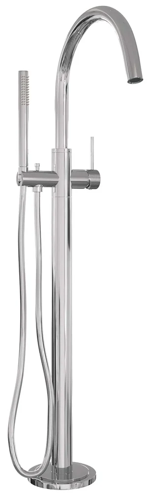 Brauer Chrome Carving vrijstaande badmengkraan met staafhanddouche chroom