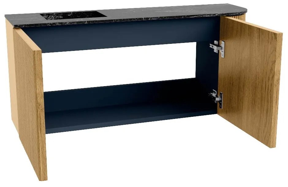 Mondiaz Joya DLux 90cm toiletmeubel ronding rechts oak met wastafel faye links 1 kraangat lava