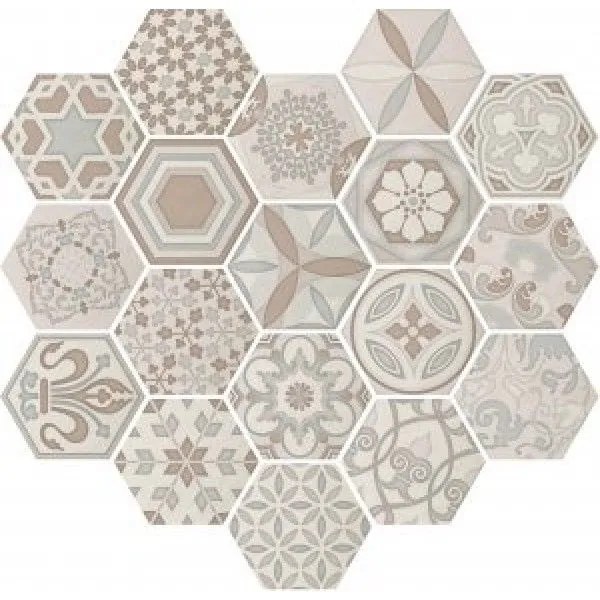 Cifre Cerámica Wandtegel hexagon Vodevil Decor Ivory 17,5x17,5 cm Vintage Glans Multi SW07310746-2