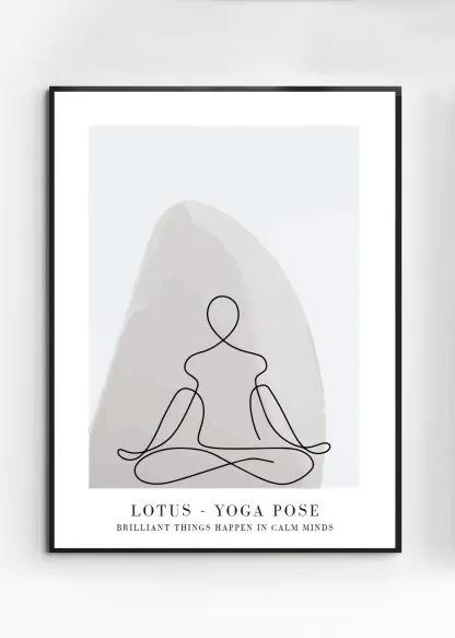 Poster Lotus – Gedrukt papier – Beige, Zwart, Wit & Grijs – 50×70 cm