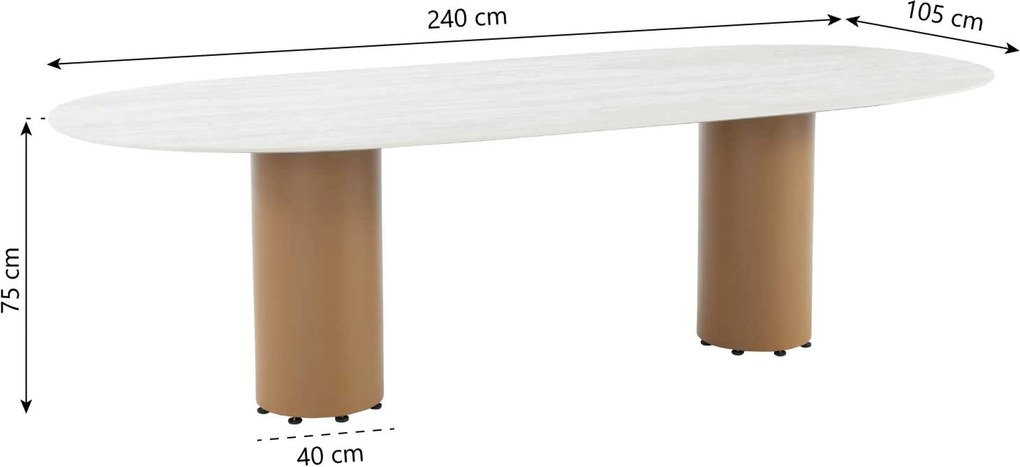 Dining Tuintafel  240x105 cm Aluminium/Ceramic stone Taupe Colorado