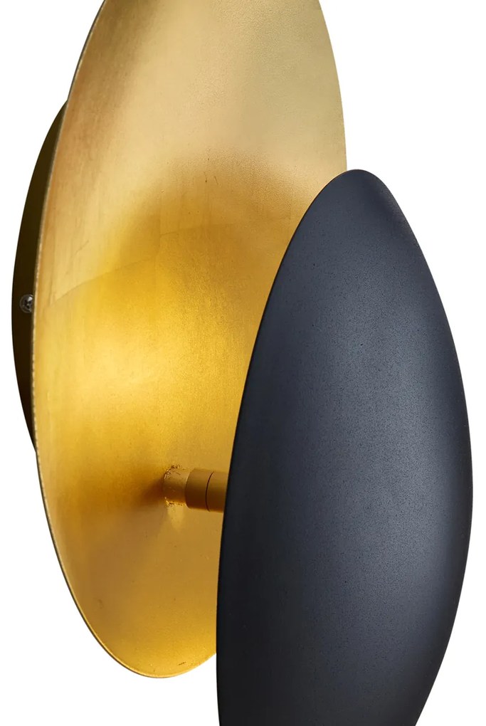 Moderne wandlamp zwart met goud 34.5cm 2-lichts - Sunrise