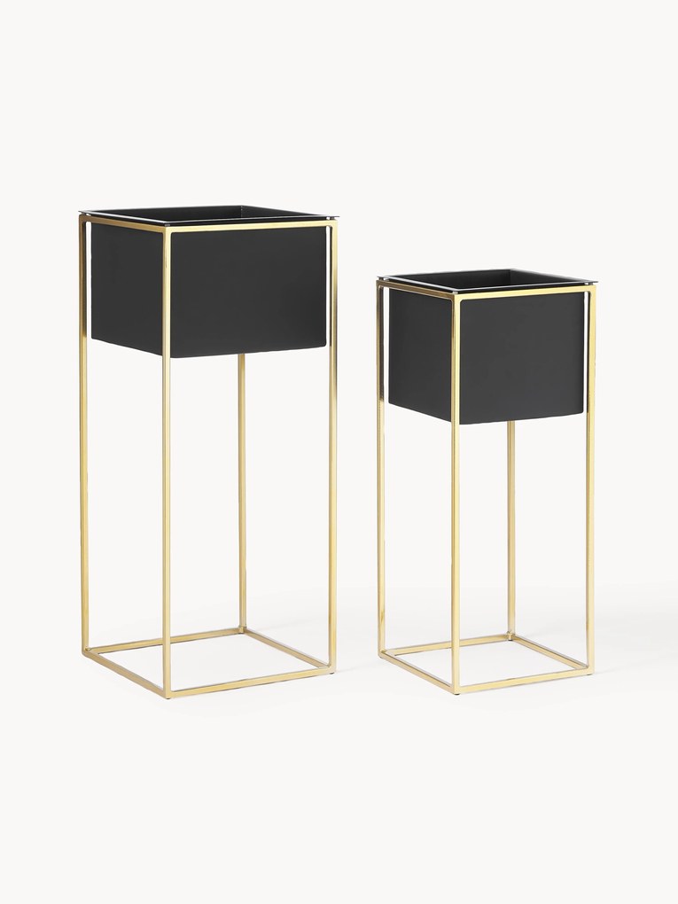 Plantenpottenset Leilani van metaal, 2-delig