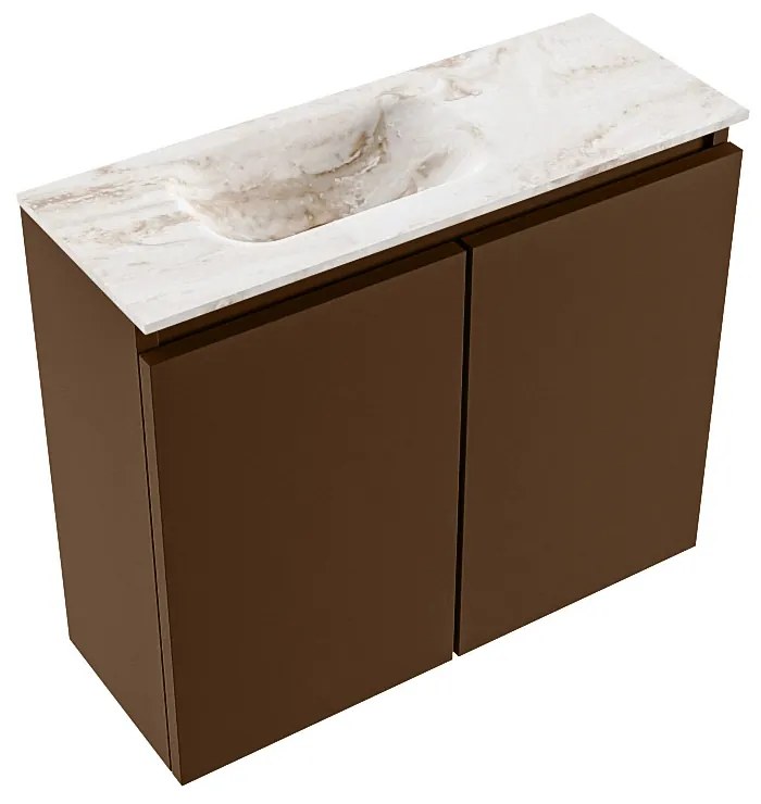 Mondiaz Ture DLux toiletmeubel 60cm rust met wastafel frappe links met kraangat