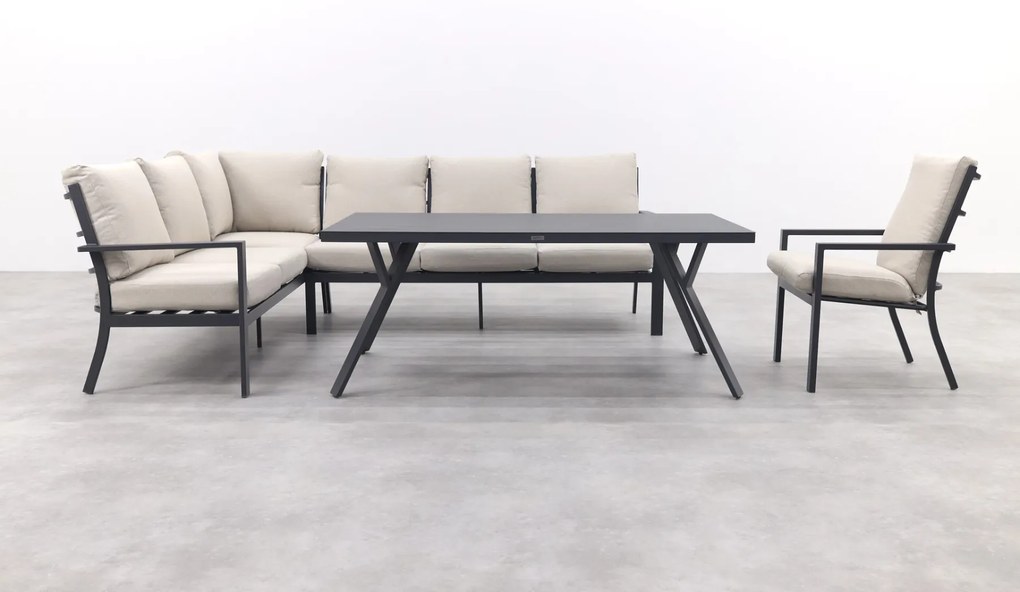 Sergio lounge dining set met stoel - Carbon/Desert - 3-delig links