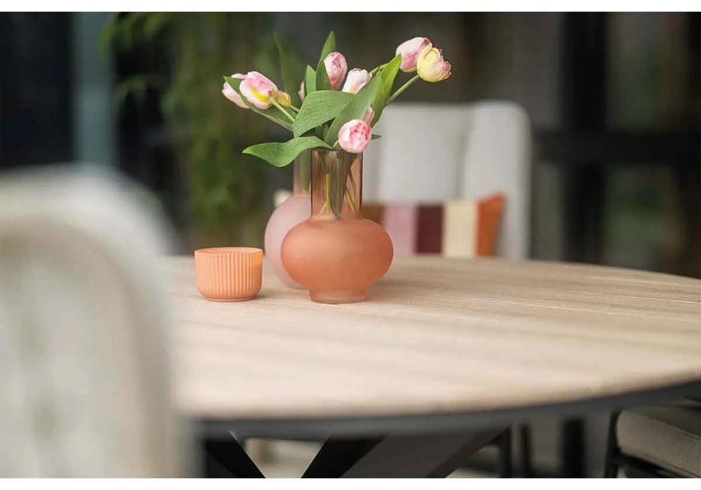 Garden Impressions Aleria tuinset 6-delig taupe - Tulli tuintafel Ø148x75 cm - light teak vironwood