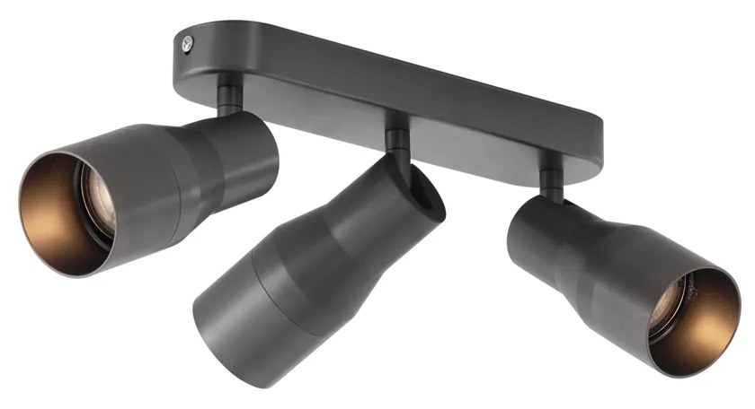 Afgeronde plafondspot gunmetal GU10 50mm 3-lichts - Stanley