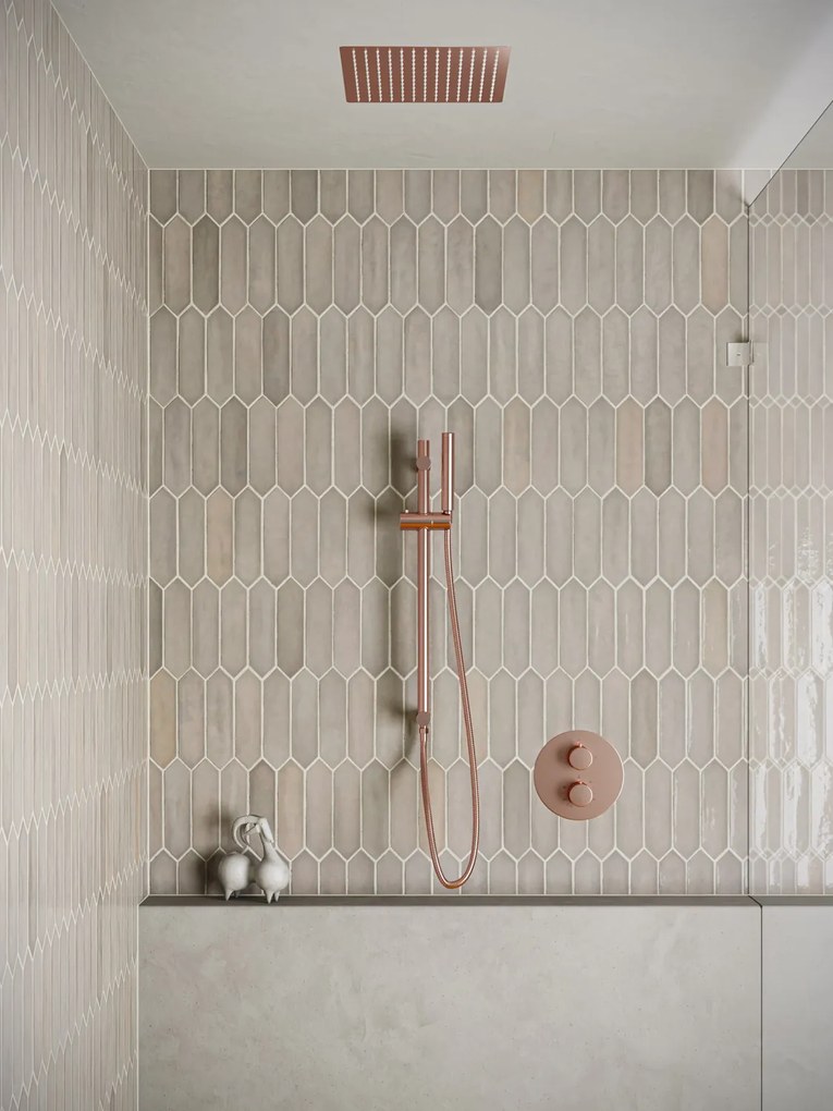 Saniclear Cube inbouw regendouche rond met inbouw douchekop 30x30cm, glijstang en staafhanddouche geborsteld koper