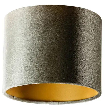 Velours lampenkap groen met gouden binnenkant 18/18/14 Klassiek / Antiek rond