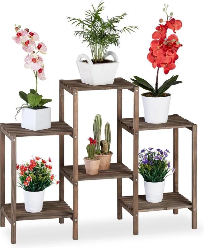 Plantenrek hout - plantentafel bruin - plantenstandaard - bloemenrek M
