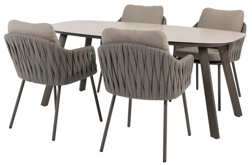 Taste by 4 Seasons Cannes tuinset terre met Manolo tafel 180 cm SALE Tuinset bruin weerbestendig