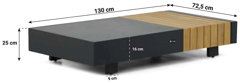 Hoek loungeset 5 personen Aluminium/teak Grijs Santika Furniture Santika