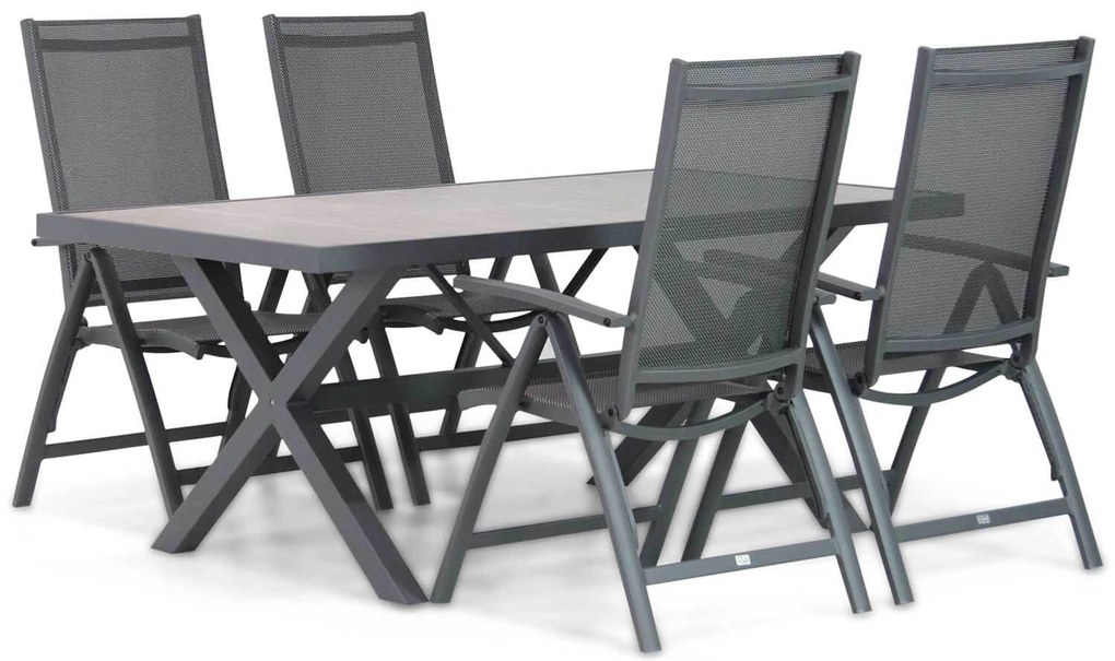 Tuinset 4 personen 185 cm Aluminium/Textileen /Aluminium/textileen Grijs Presto Vasto/Crossley