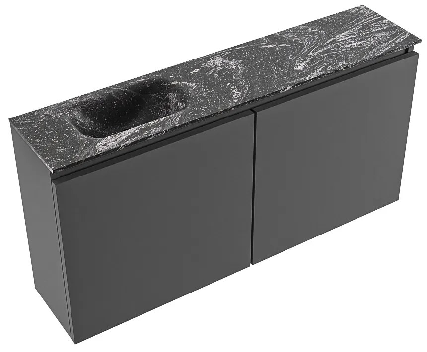 Mondiaz Ture DLux toiletmeubel 100cm dark grey met wastafel lava links zonder kraangat