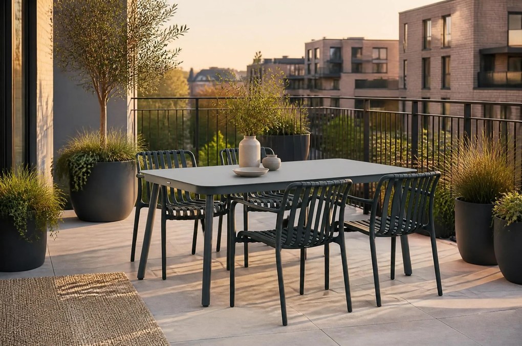 Tuinset 4 personen 160 cm Kunststof Grijs Domani Furniture Alba/Tavano