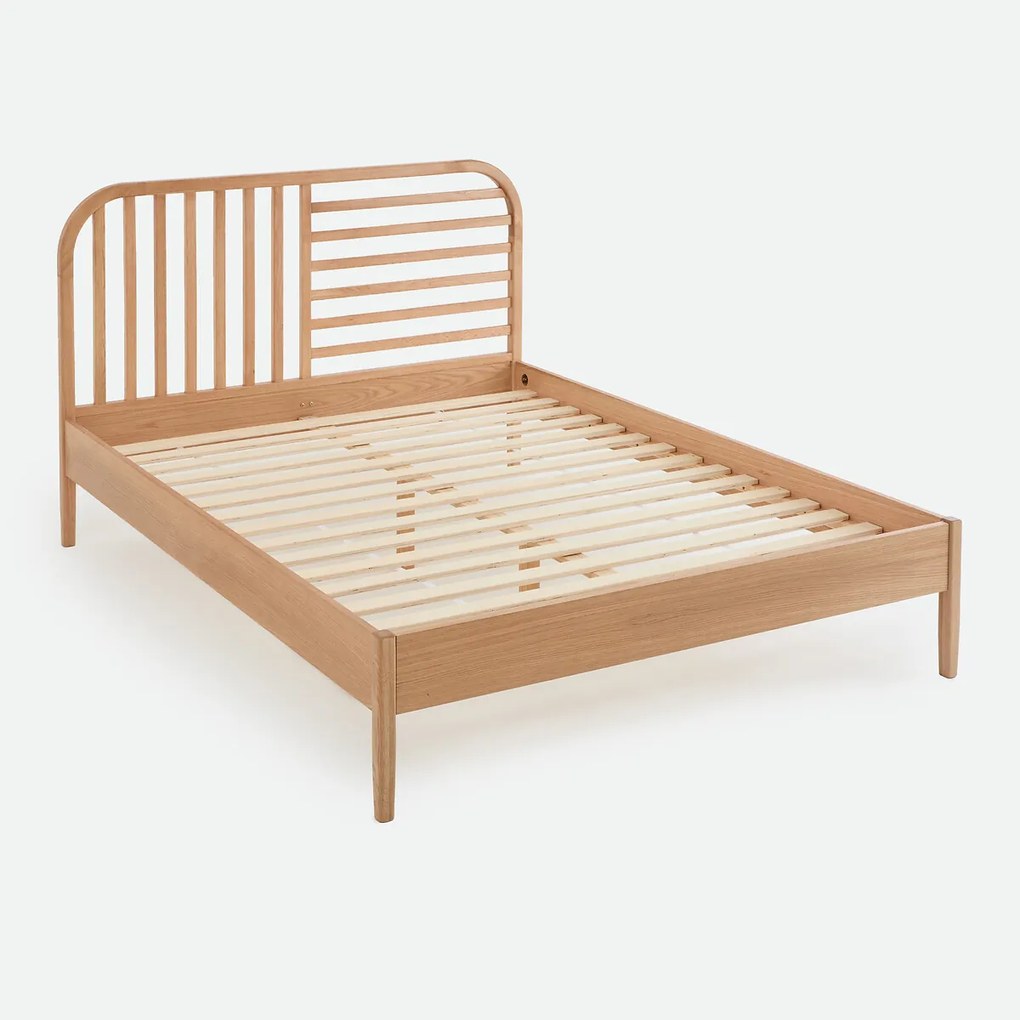 Bed met lattenbodem, eikenhout en fineer, GANO