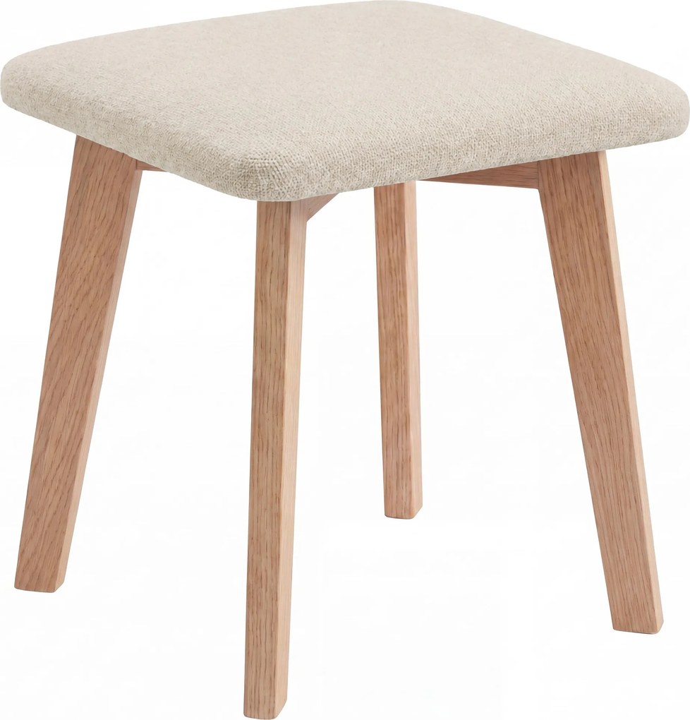 Mazzoni MILO Lichtbeige (stof Storm 04)/eiken onderstel - VIERKANTE GESTOFFEERDE KRUK VOOR KEUKEN/WOONKAMER