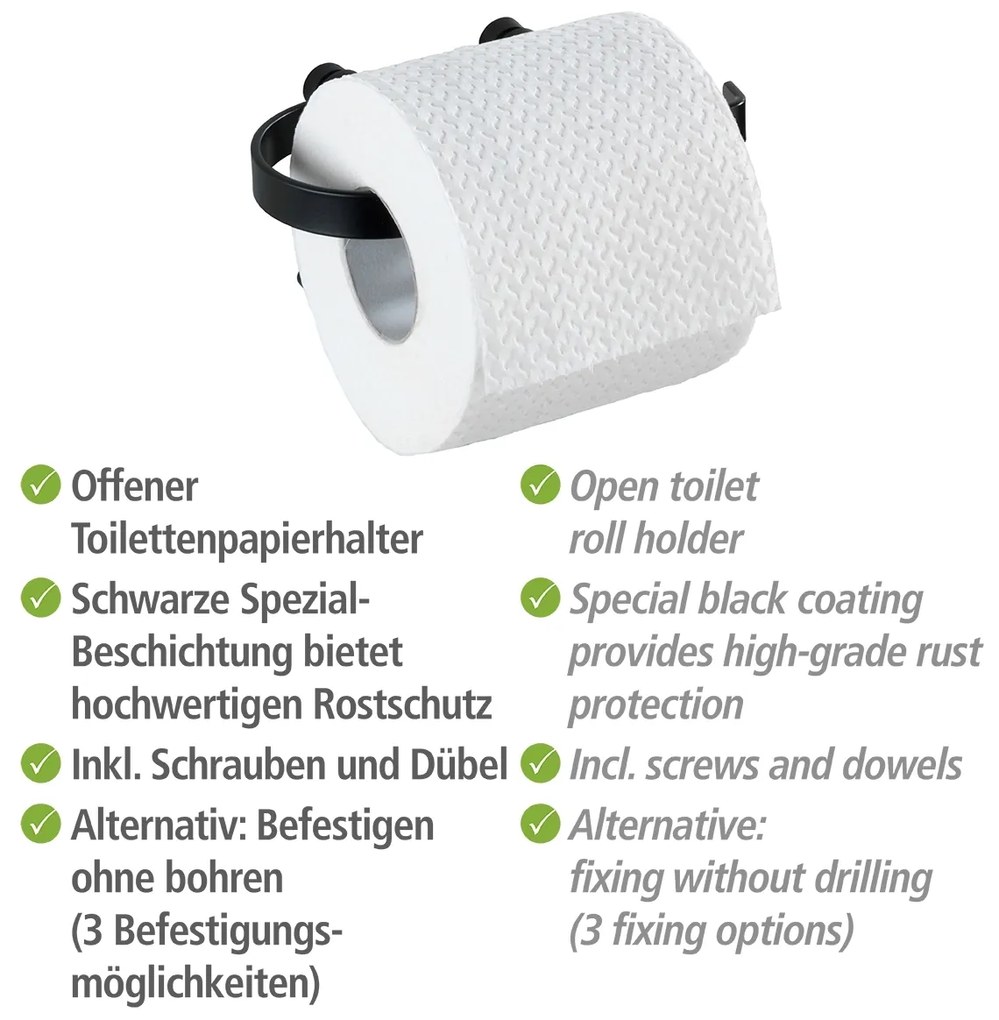 Wenko Classic Plus toiletrolhouder zwart