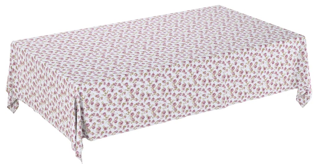 Dekoria Rechthoekig tafelkleed, wit-roze, 130 x 130 cm