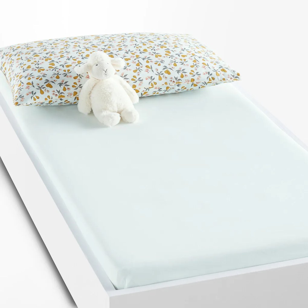 Effen hoeslaken voor babybed 20% gerecycled katoen, Poire