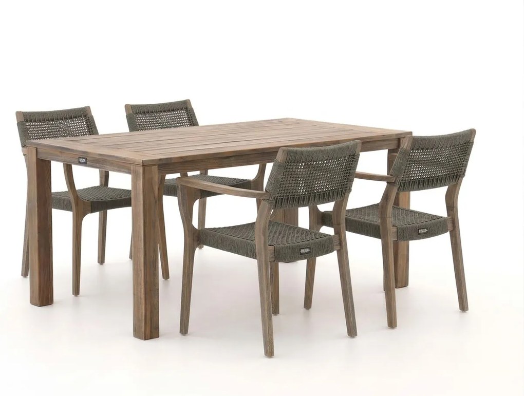 + 15% kassakorting | Diningset ROUGH  | 4 personen teakhout | Tuinset stapelbaar | 5-delig | Kees Smit Tuinmeubelen