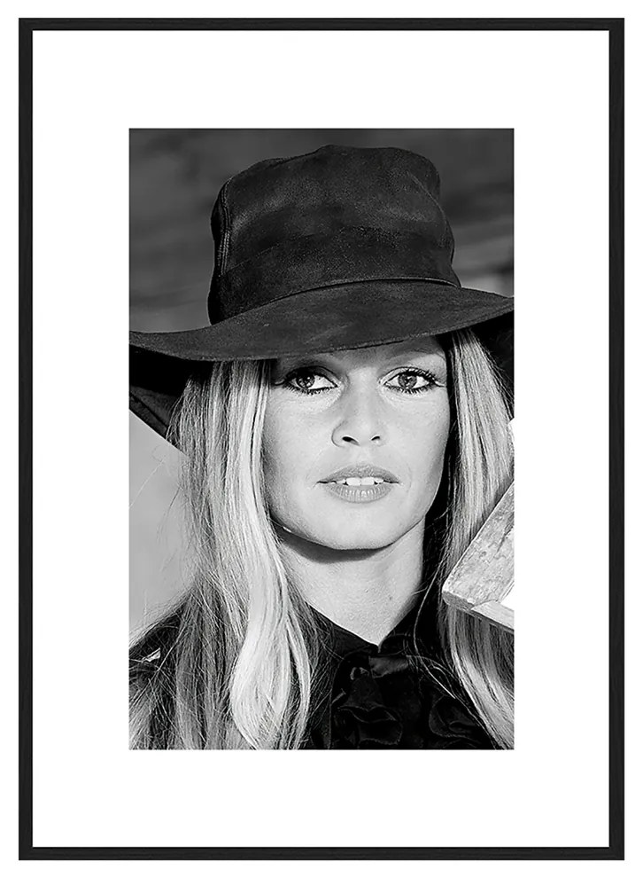 Rivièra Maison - Wall Art Brigitte Bardot 100x140 - Kleur: zwart