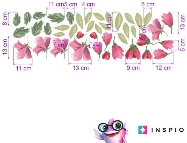 INSPIO Wandstickers - Roze Bloemen