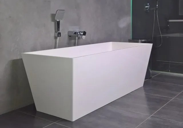 Gelco Kvadrie rechthoekig vrijstaand bad wit glans mineraalmarmer 160x65cm