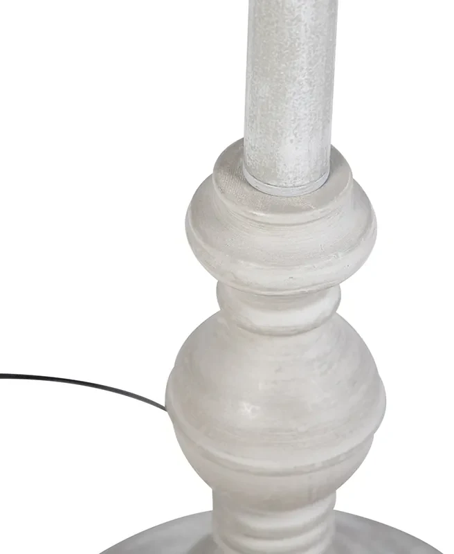 Landelijke vloerlamp taupe met linnen kap 45 cm - Classico Klassiek / Antiek, Landelijk / Rustiek E27 cilinder / rond Binnenverlichting Lamp