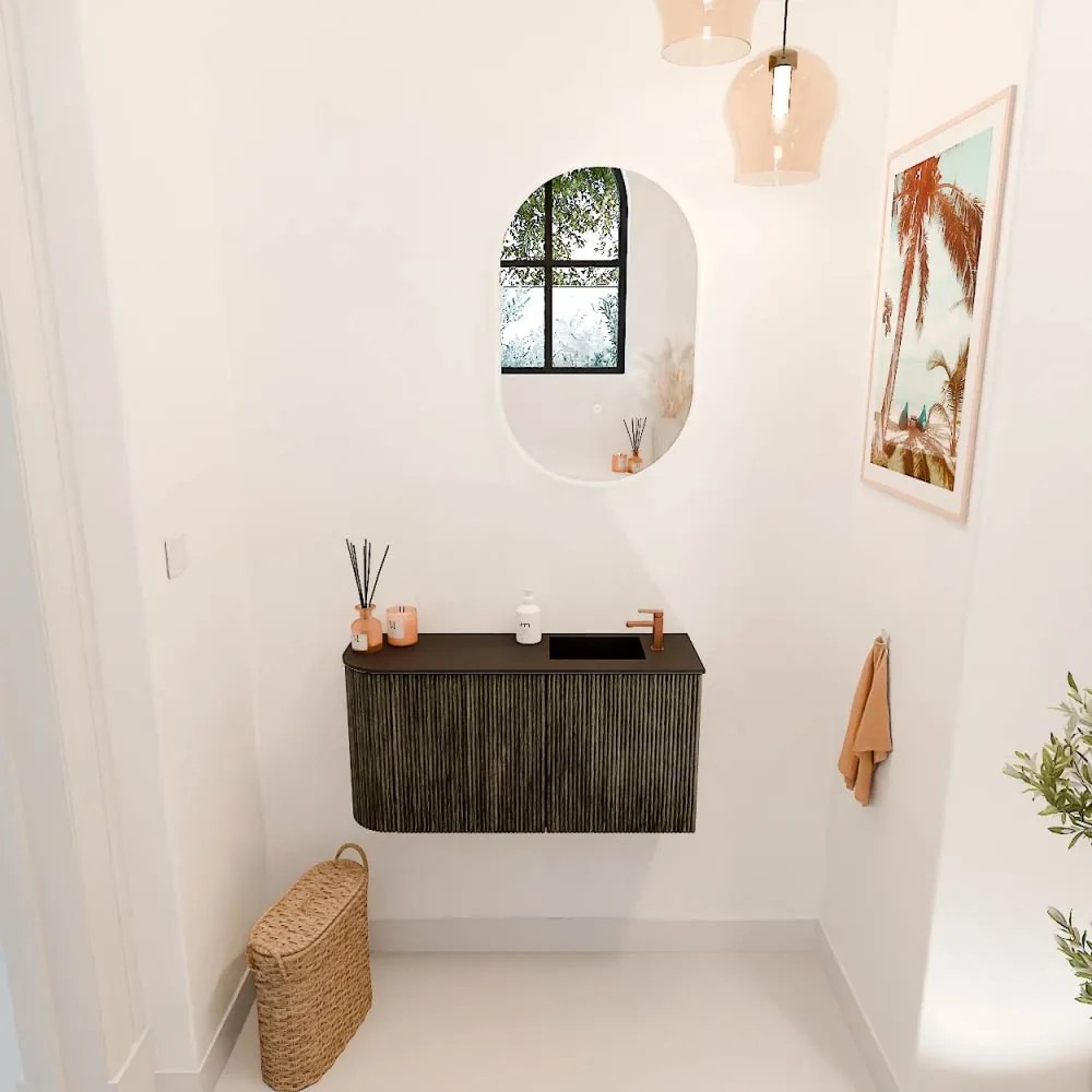 Mondiaz Joya 80cm toiletmeubel ronding links shadow met wastafel faye rechts 1 kraangat urban