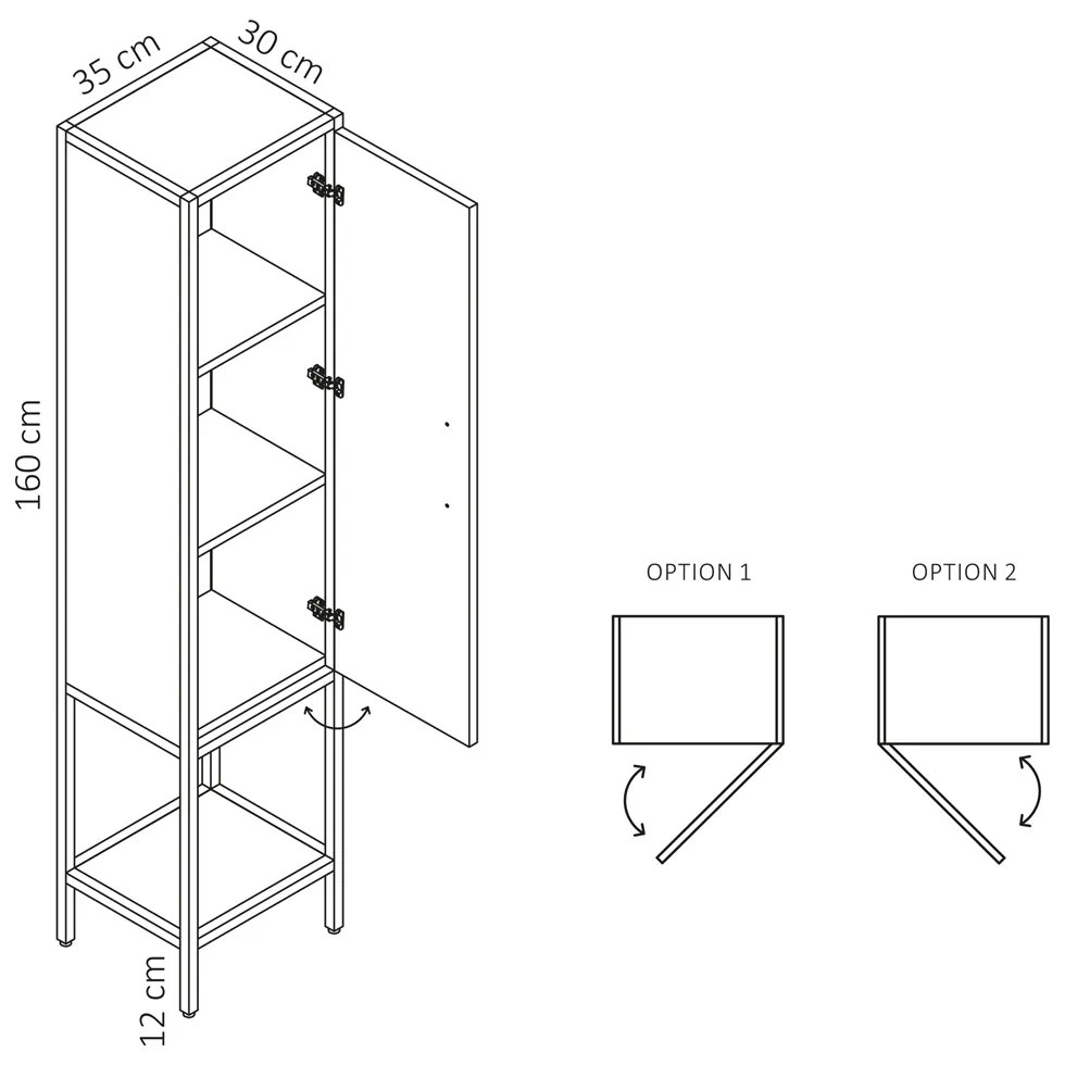 Differnz Industrial kolomkast 160cm bruin