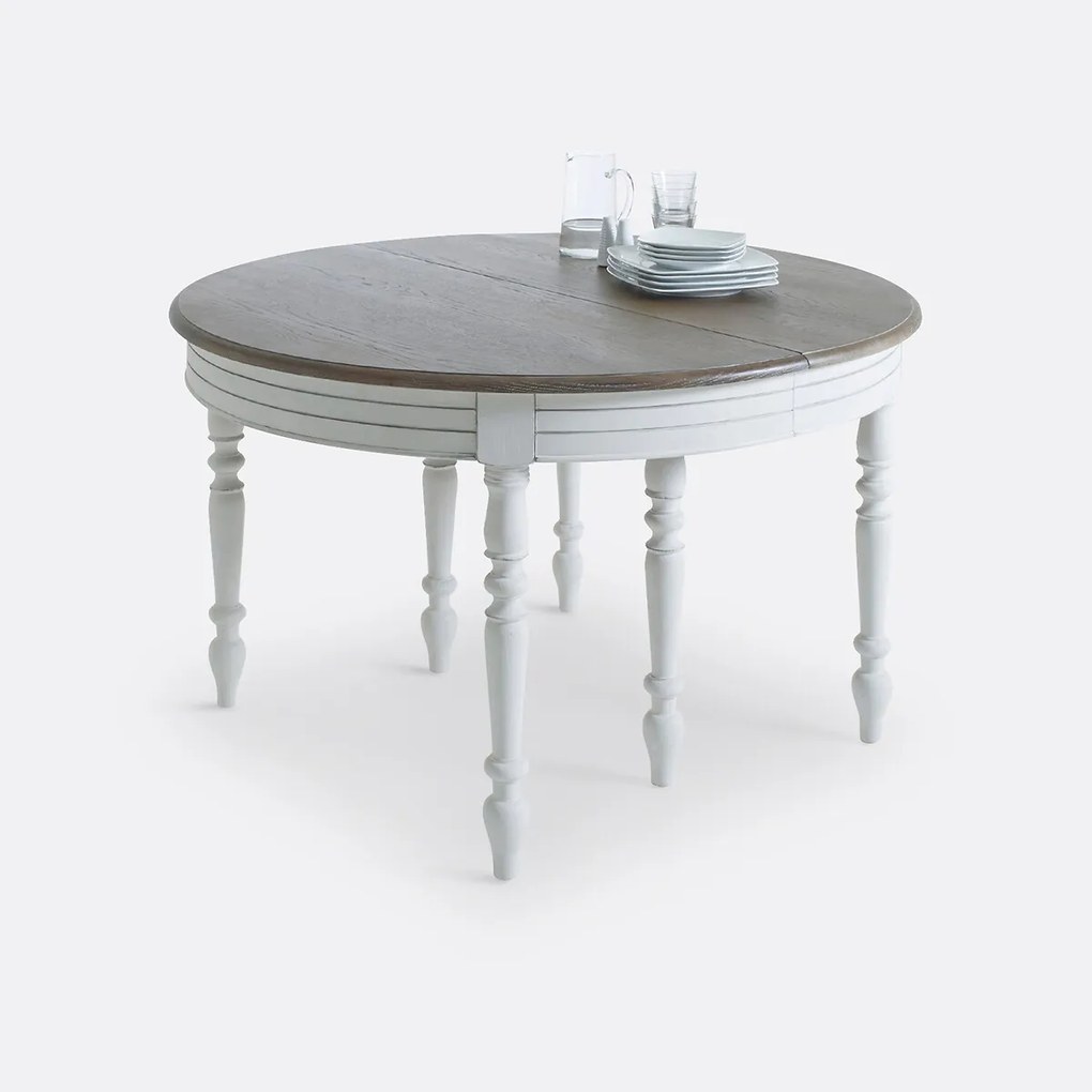 Uitschuifbare eettafel, den en eikenfineer, 4 tot 12 personen, EULALI