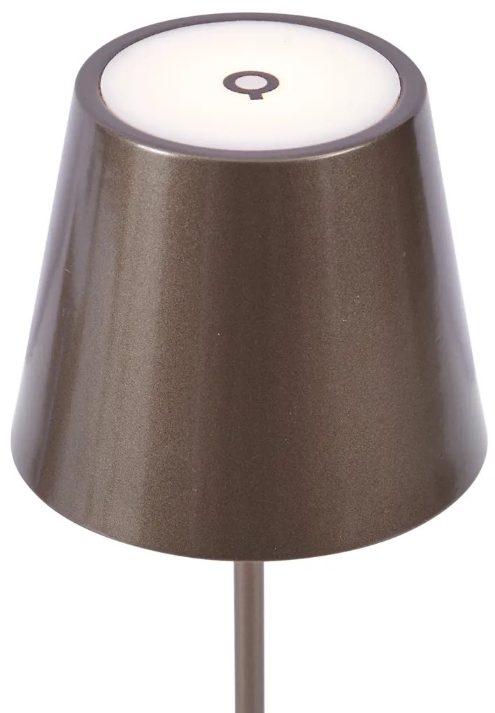 Moderne tafellamp donker brons 37cm incl. LED dimbaar IP54 oplaadbaar - Topi Modern IP54 rond Binnenverlichting Steen / Beton Lamp