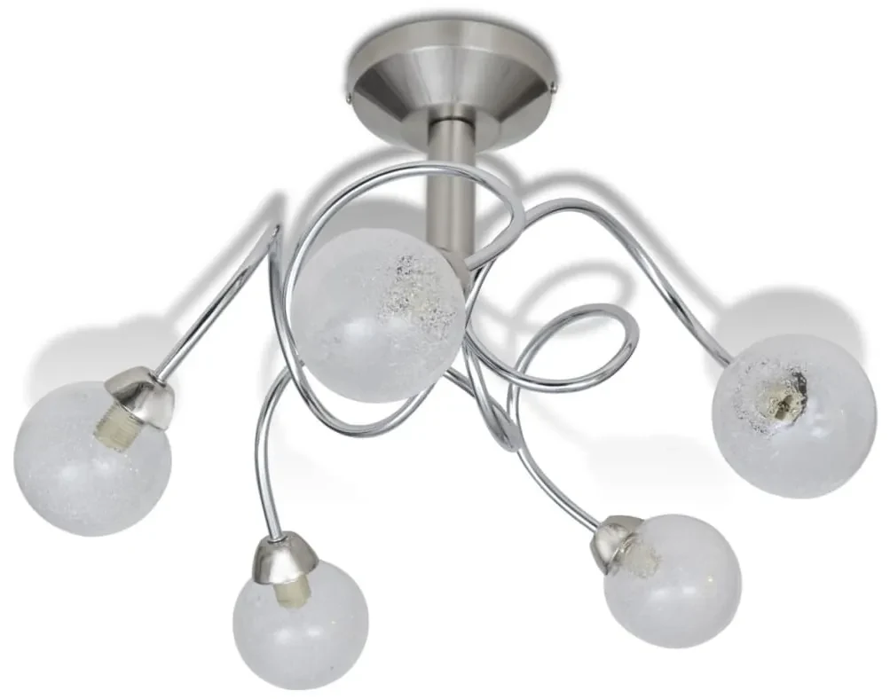 vidaXL Plafondlamp met ronde glazen kapjes (5 x G9)