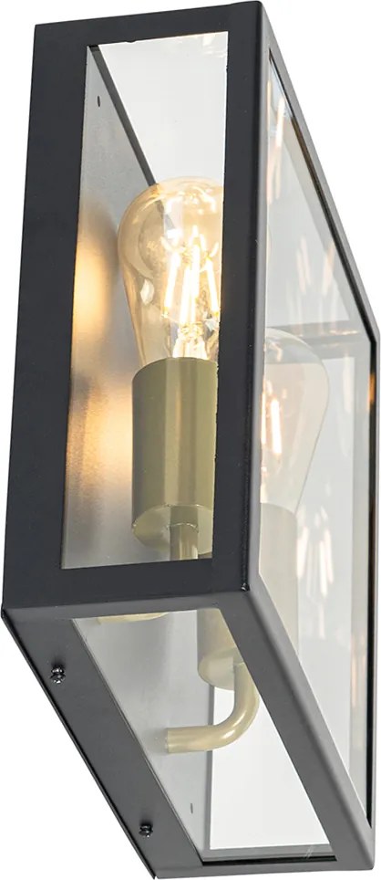 Buiten wandlamp zwart en messing 2-lichts - Rotterdam