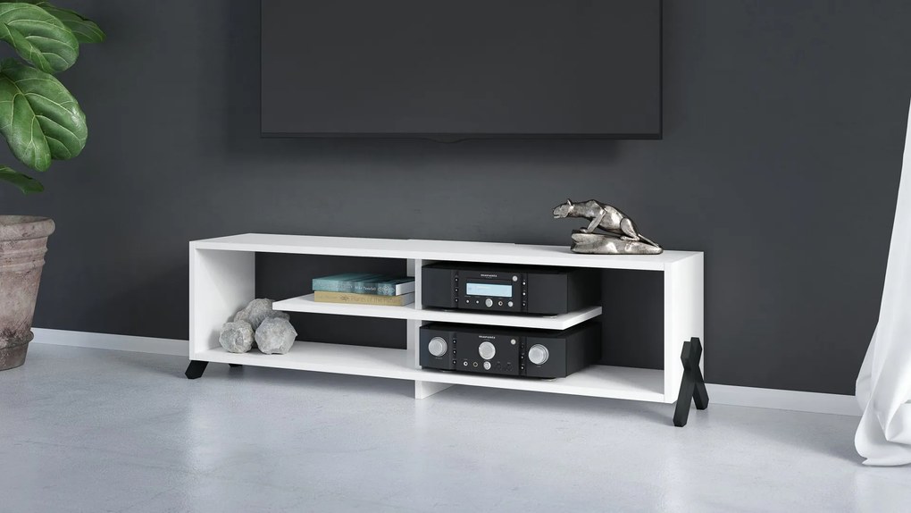VIK RTV-140 kast, Wit Mat - MODERNE TV-MEUBEL VOOR DE WOONKAMER