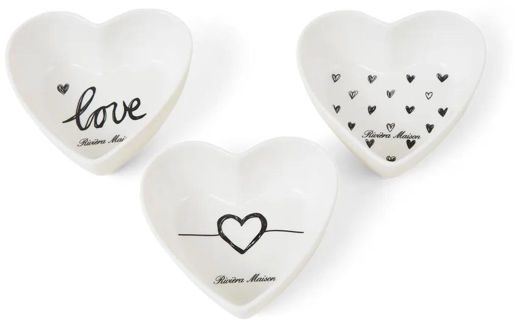 Rivièra Maison - Lovely Heart Bowls 3 pcs - Kleur: wit