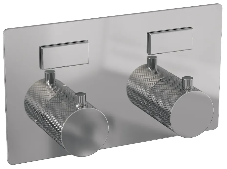Brauer Chrome Carving thermostatische inbouw badkraan met uitloop en staafhanddouche set 3 chroom