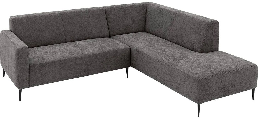 Goossens Zitmeubel Key West grijs, stof, 2-zits, modern design met ligelement rechts