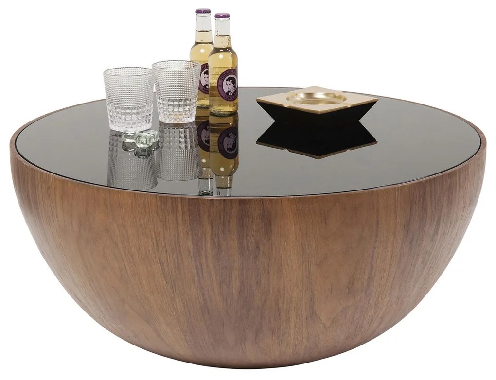 Ronde Bol Salontafel Walnoot - 80 X 80cm.