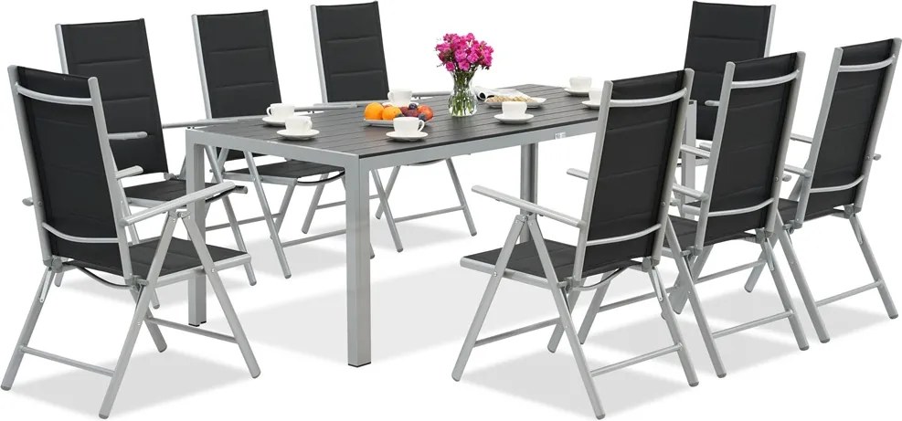 Garden Point aluminium tuinmeubelen met grote Polywood Verona tafel voor 8 personen