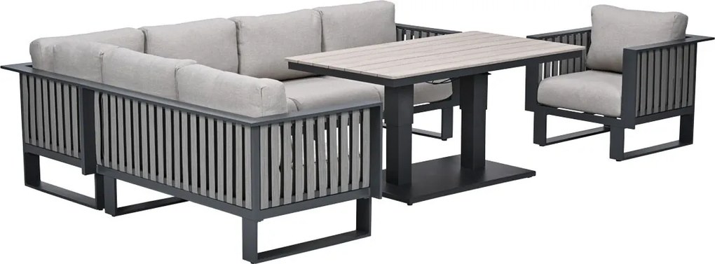 Garden Impressions Gabon - Brugge lounge dining set 6-delig - donker grijs