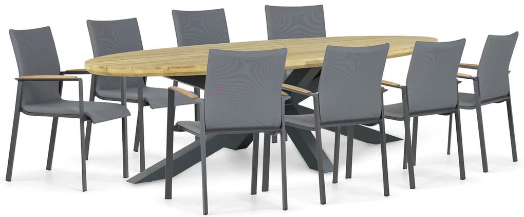 Tuinset 8 personen 280 cm Aluminium/textileen Grijs Lifestyle Garden Furniture Brandon/Diogo