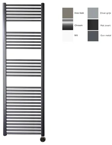 Sanicare electrische design radiator 172 x 60 cm. Gun metal met thermostaat chroom (linksonder) HRLEC601720/M