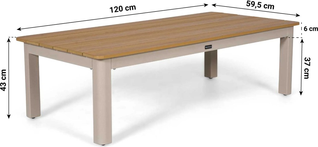 Stoel en Bank Loungeset 5 personen Aluminium Zand/Beige Lifestyle Garden Furniture Melone