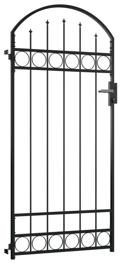 vidaXL Poort met gebogen bovenkant 89x200 cm staal zwart